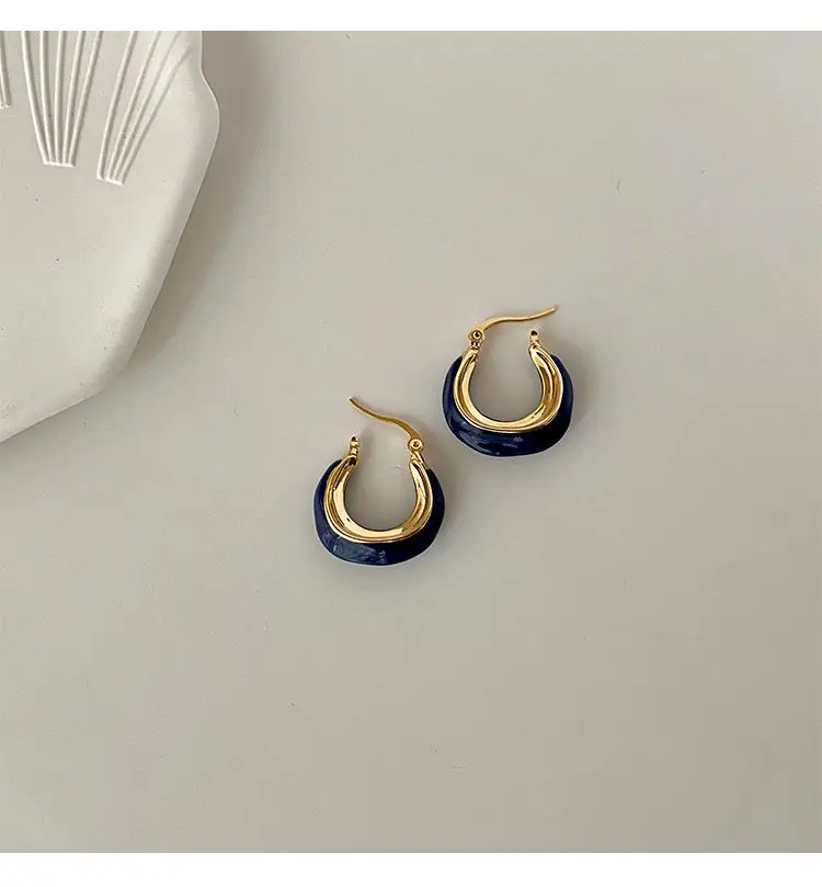 French Retro Blue Square Earrings 2022 — feature 23