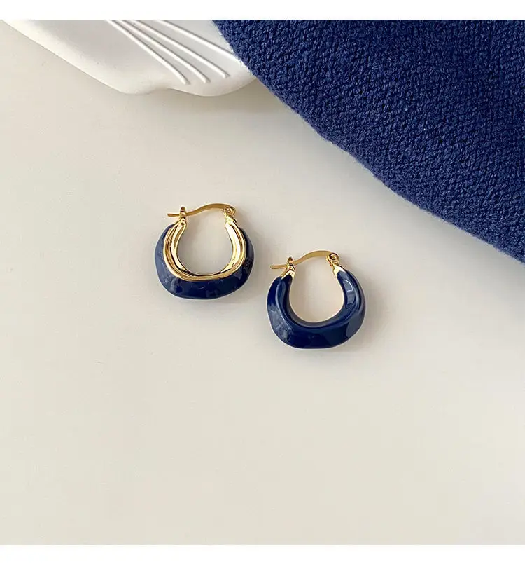 French Retro Blue Square Earrings 2022 — feature 25