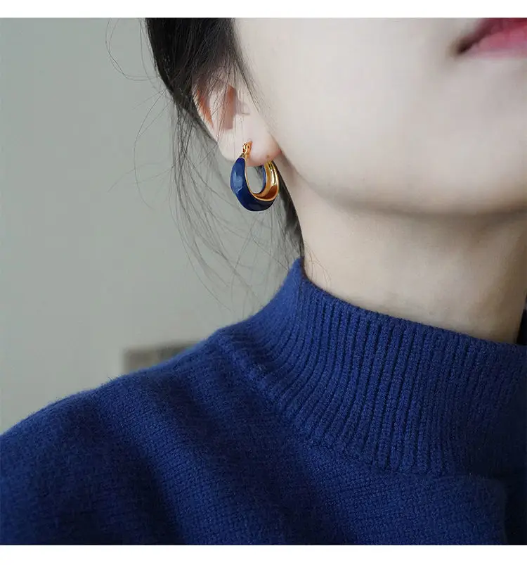 French Retro Blue Square Earrings 2022 — feature 27