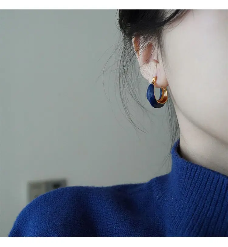 French Retro Blue Square Earrings 2022 — feature 29