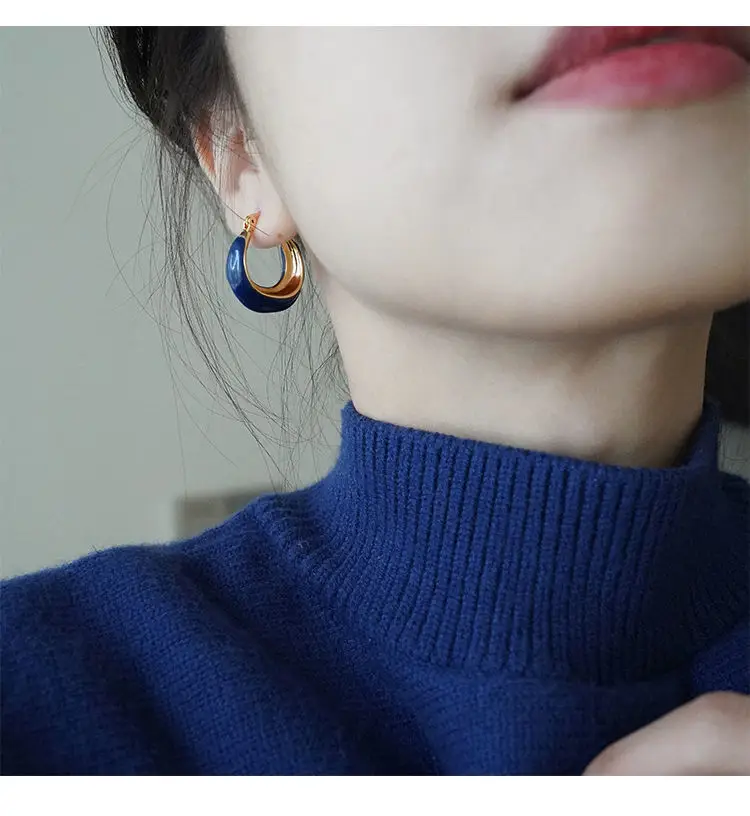 French Retro Blue Square Earrings 2022 — feature 31