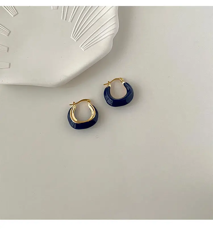 French Retro Blue Square Earrings 2022 — feature 9