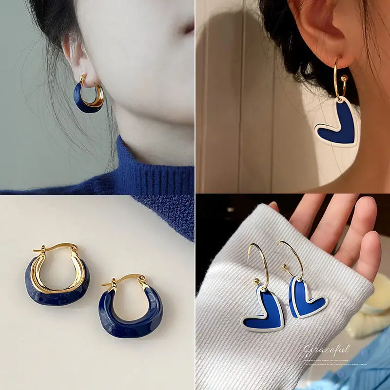 French Retro Blue Square Earrings 2022 - Image 10