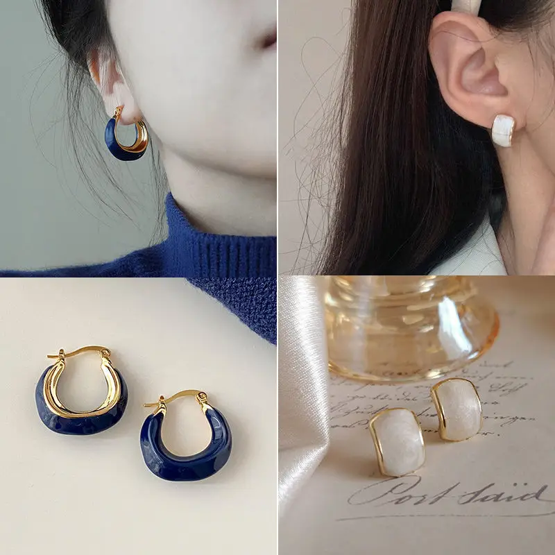 French Retro Blue Square Earrings 2022 - Image 11