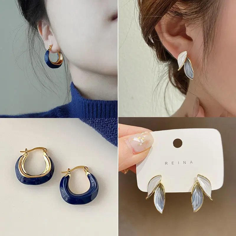 French Retro Blue Square Earrings 2022 - Image 12