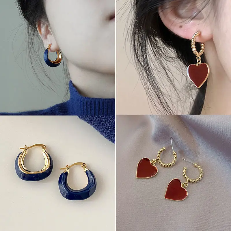 French Retro Blue Square Earrings 2022 - Image 14