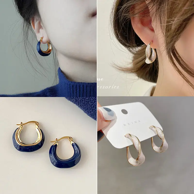 French Retro Blue Square Earrings 2022 - Image 16