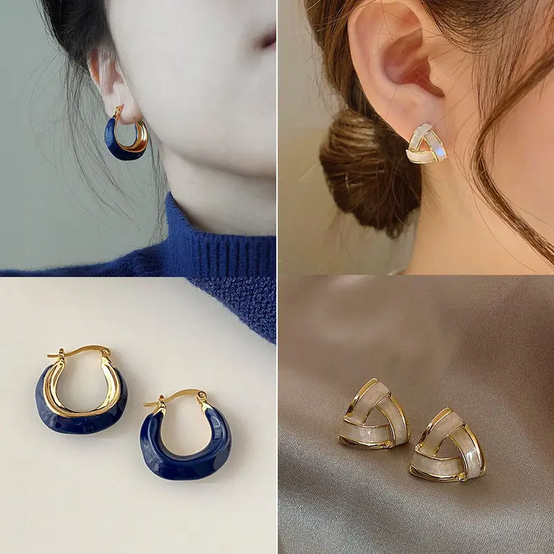 French Retro Blue Square Earrings 2022 - Image 17