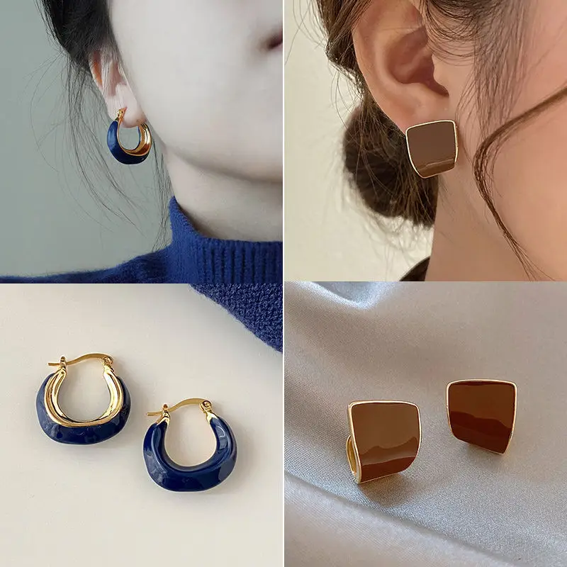 French Retro Blue Square Earrings 2022 - Image 18