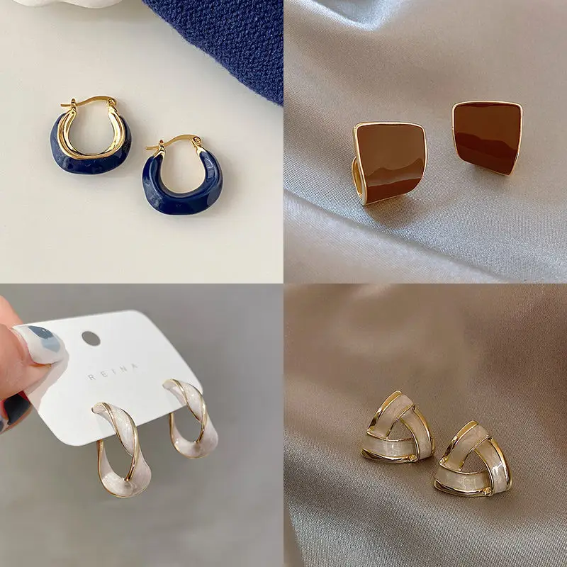 French Retro Blue Square Earrings 2022 - Image 6