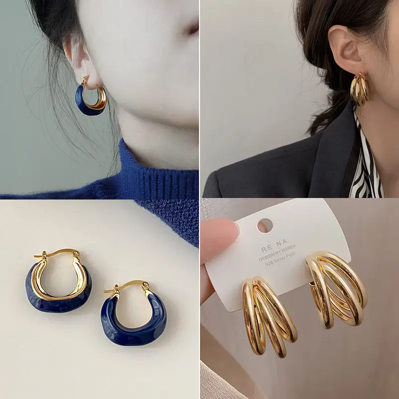French Retro Blue Square Earrings 2022 - Image 7