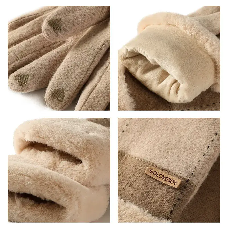 Women Winter Black Fleece Touch Screen Gloves - Image 19