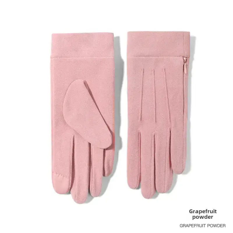 Women Winter Black Fleece Touch Screen Gloves - Image 10