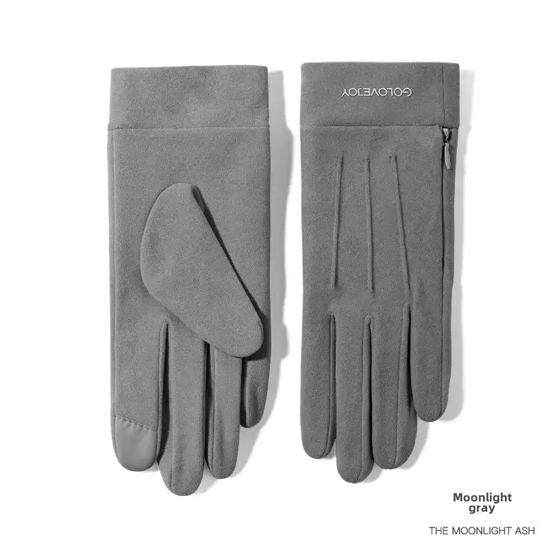 Women Winter Black Fleece Touch Screen Gloves - Image 12