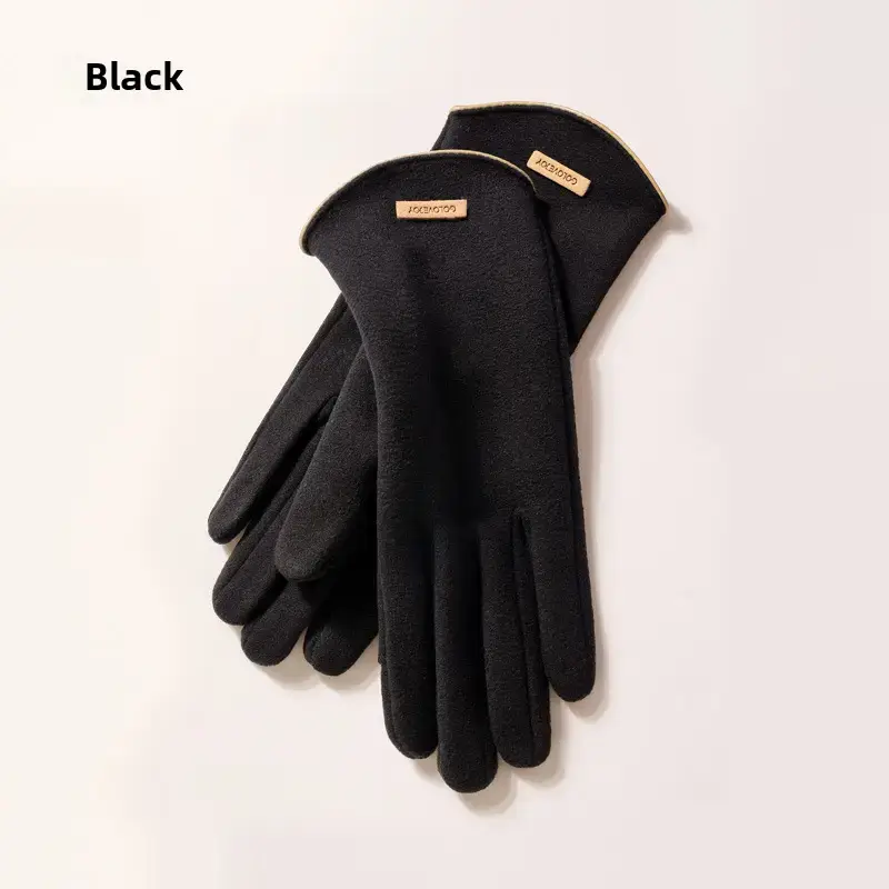 Women Winter Black Fleece Touch Screen Gloves - Image 6
