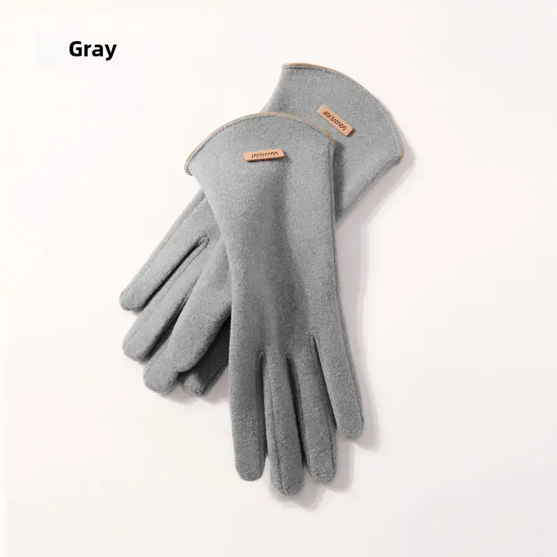 Women Winter Black Fleece Touch Screen Gloves - Image 7