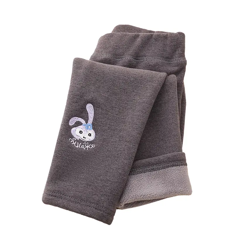 Children's Fleece Leggings with Embroidered Bunny Design