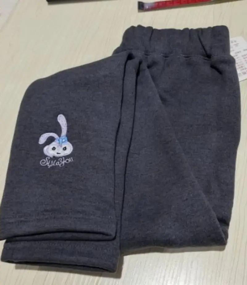 Children's Fleece Leggings with Embroidered Bunny Design