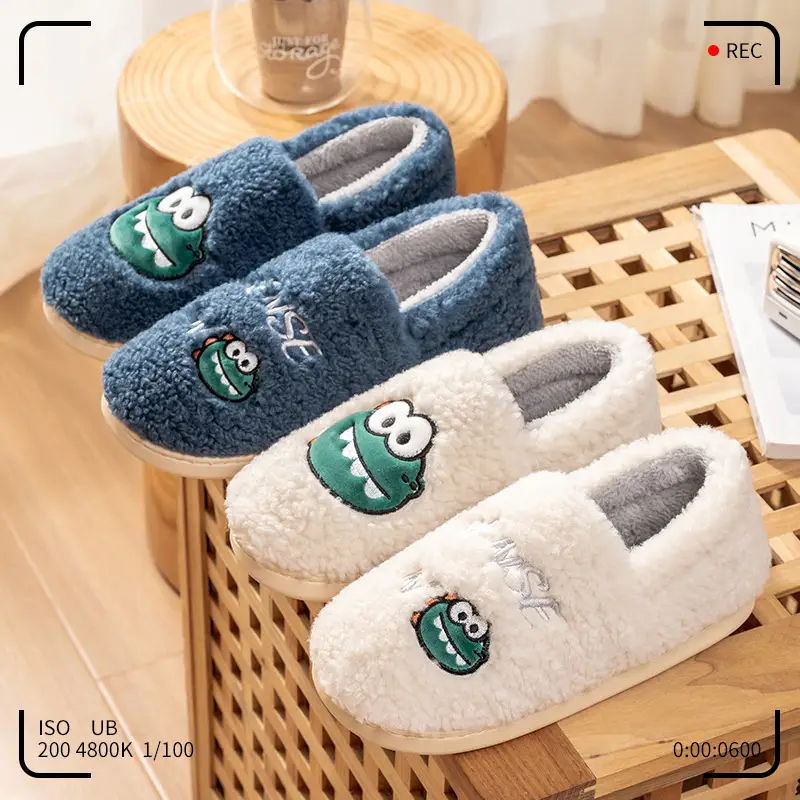 Lidani cotton shoes women's autumn and winter warm home wear soft and comfortable couples cute plush cotton shoes men's wholesale