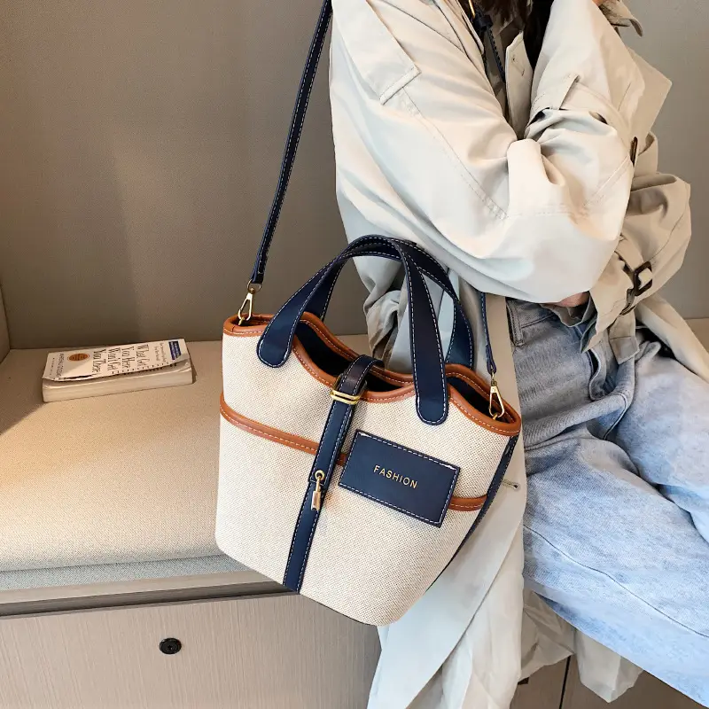 Canvas Bag for Women 2026 New Niche Design Handbag Bucket Bag Retro Fashion Tote Shoulder Crossbody Bag