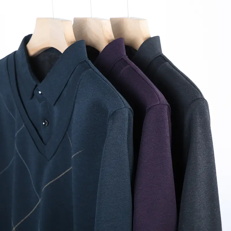 Men Navy V-Neck Long Sleeve T-Shirt - Image 4