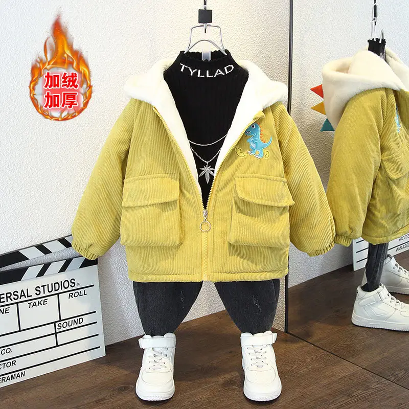 Winter Fleece Coat Yellow Korean Style for Boys Girls - Image 5