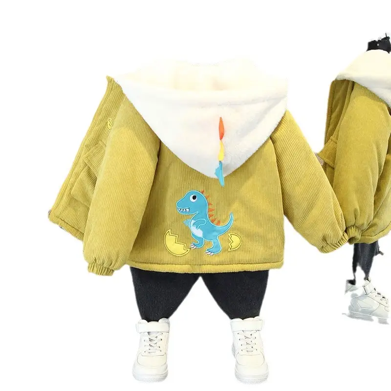 Winter Fleece Coat Yellow Korean Style for Boys Girls - Image 7