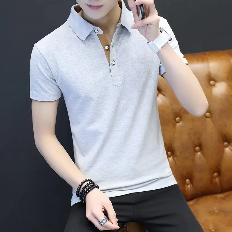 Men's Black Polo T-Shirt Collar Casual Summer - Image 12