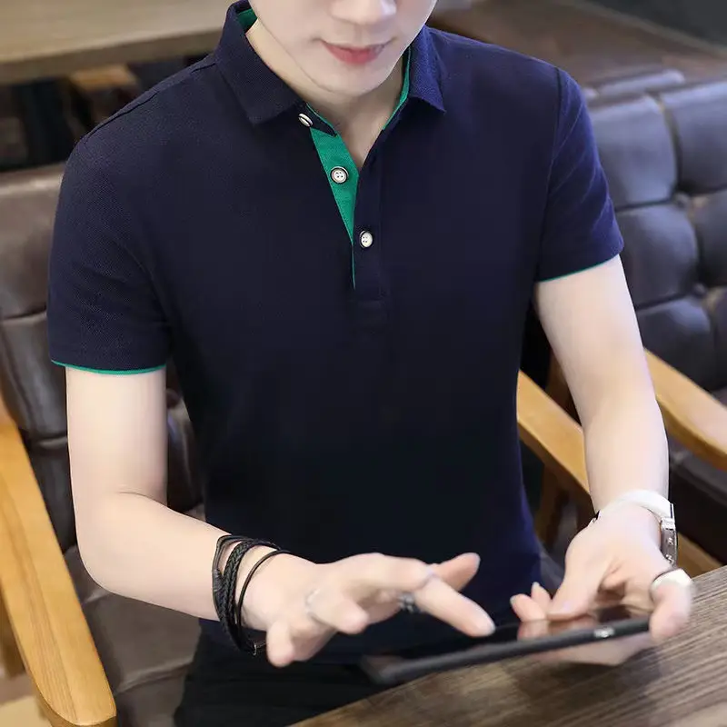 Men's Black Polo T-Shirt Collar Casual Summer - Image 10