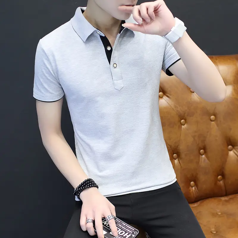 Men's Black Polo T-Shirt Collar Casual Summer - Image 6