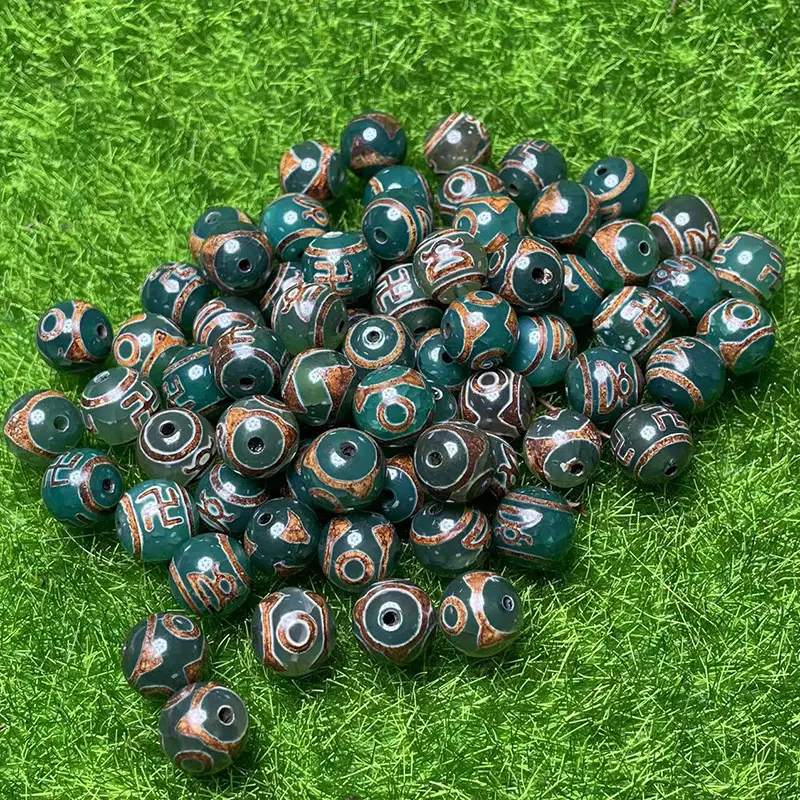 Xizang Natural Green Agate Beads 10mm High Gloss - Image 3
