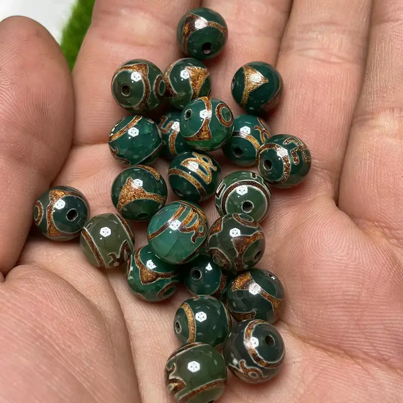 Xizang Natural Green Agate Beads 10mm High Gloss - Image 4