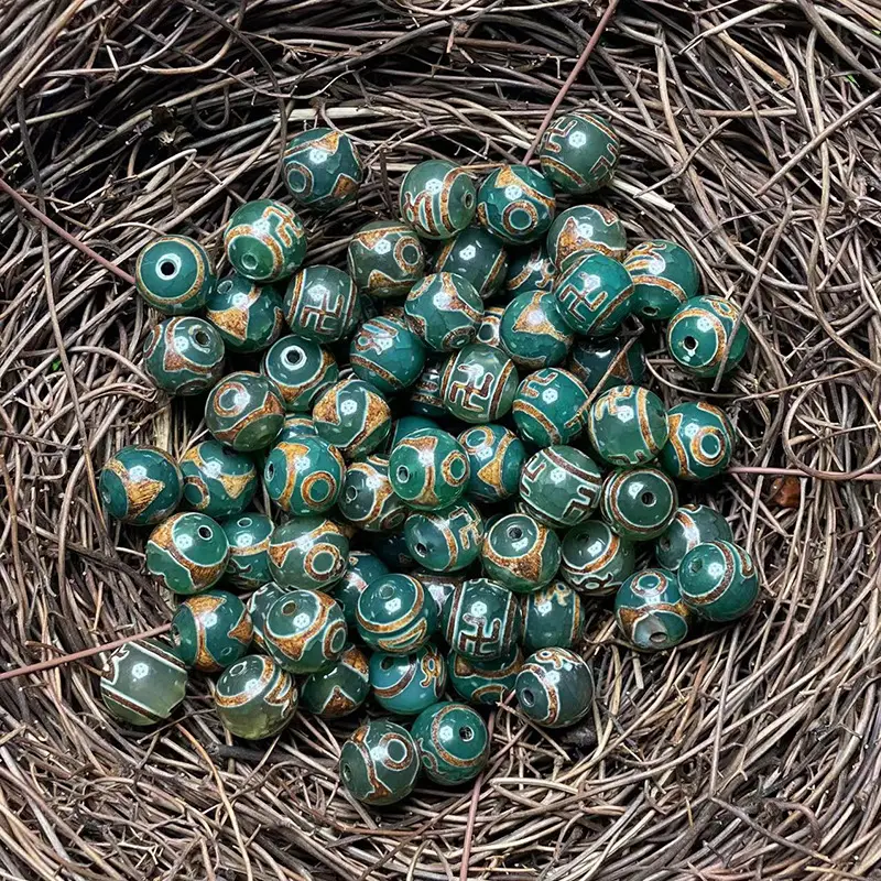 Xizang Natural Green Agate Beads 10mm High Gloss - Image 5