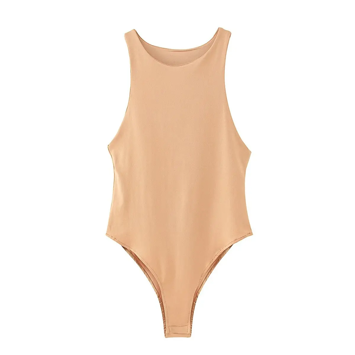 Women's Sleeveless Tight Jumpsuit Beige Summer - Image 4