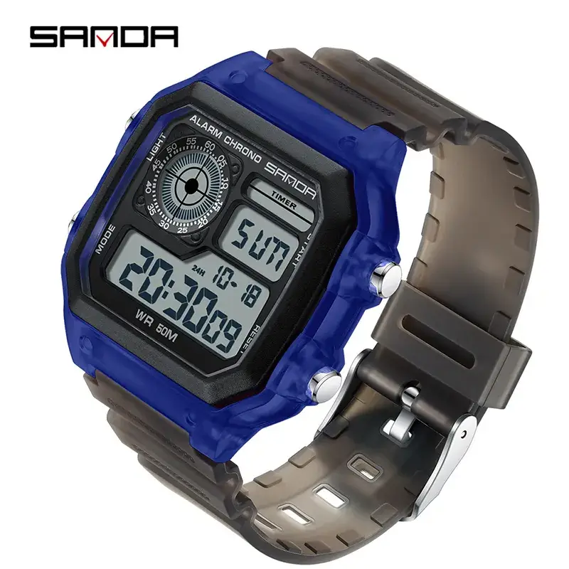 Men's Square Digital Watch Green LED Lumen - Image 5
