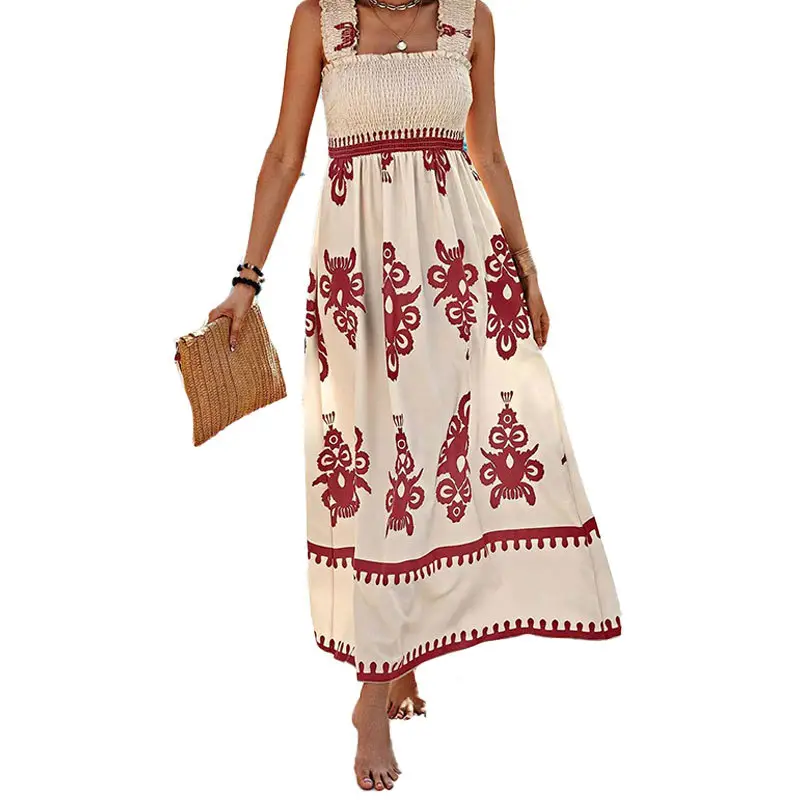 2026 Printed French Dress for Women with Red Paisley Design - Image 14