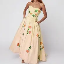 2026 Printed French Dress for Women with Red Paisley Design — feature 3
