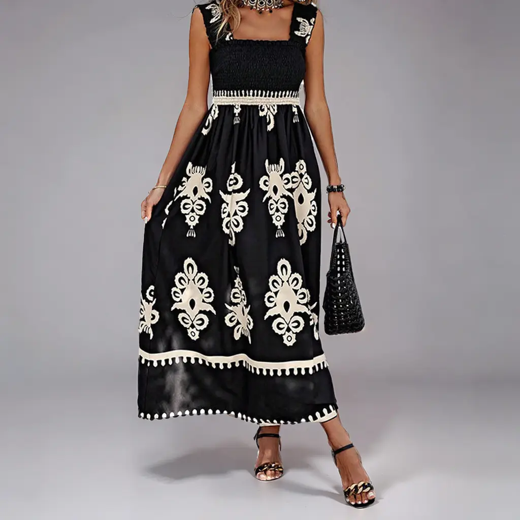 2026 Printed French Dress for Women with Red Paisley Design — feature 39