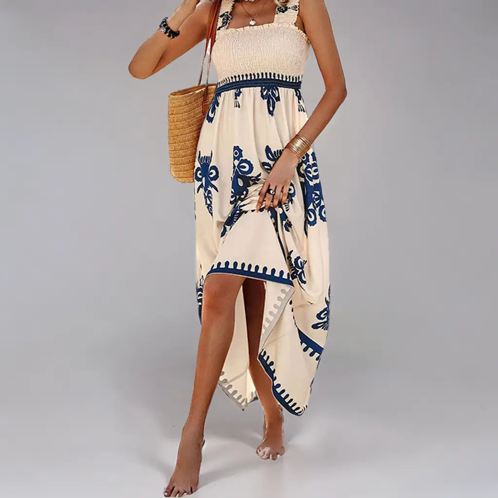 2026 Printed French Dress for Women with Red Paisley Design — feature 44