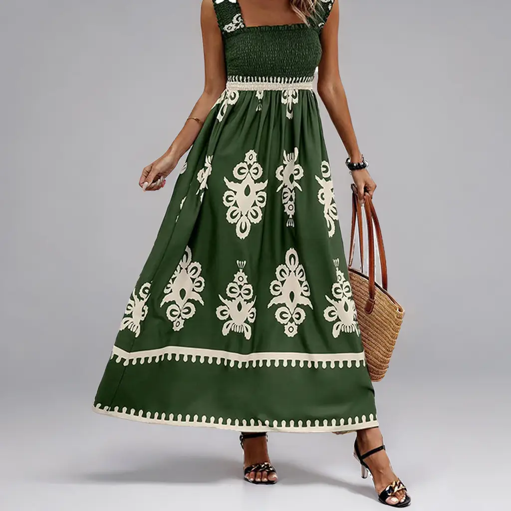 2026 Printed French Dress for Women with Red Paisley Design - Image 3