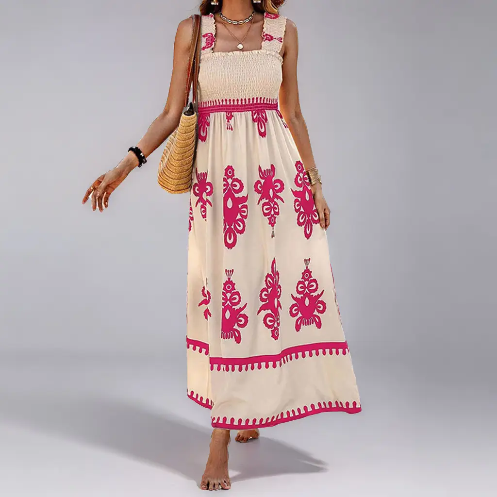 2026 Printed French Dress for Women with Red Paisley Design - Image 4