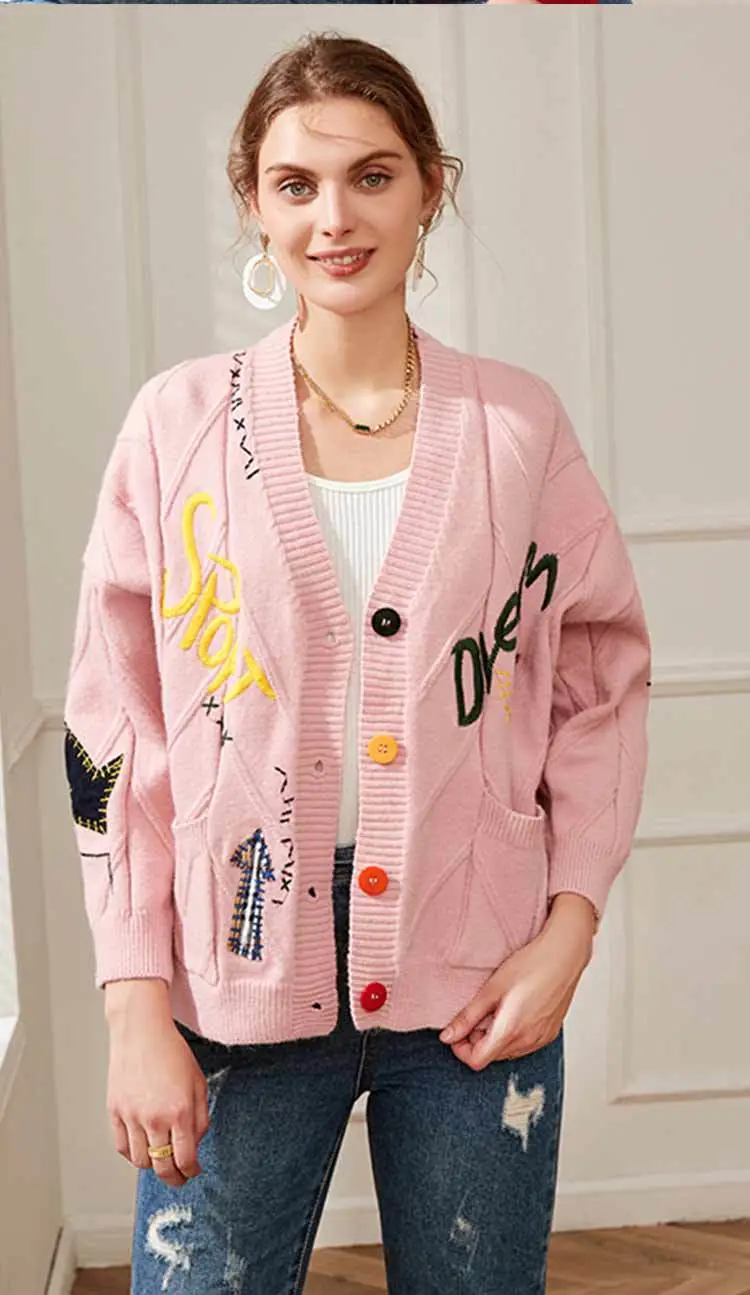 2023 Knitwear Cross-Border Cardigan Jacket White Embroidered — feature 10
