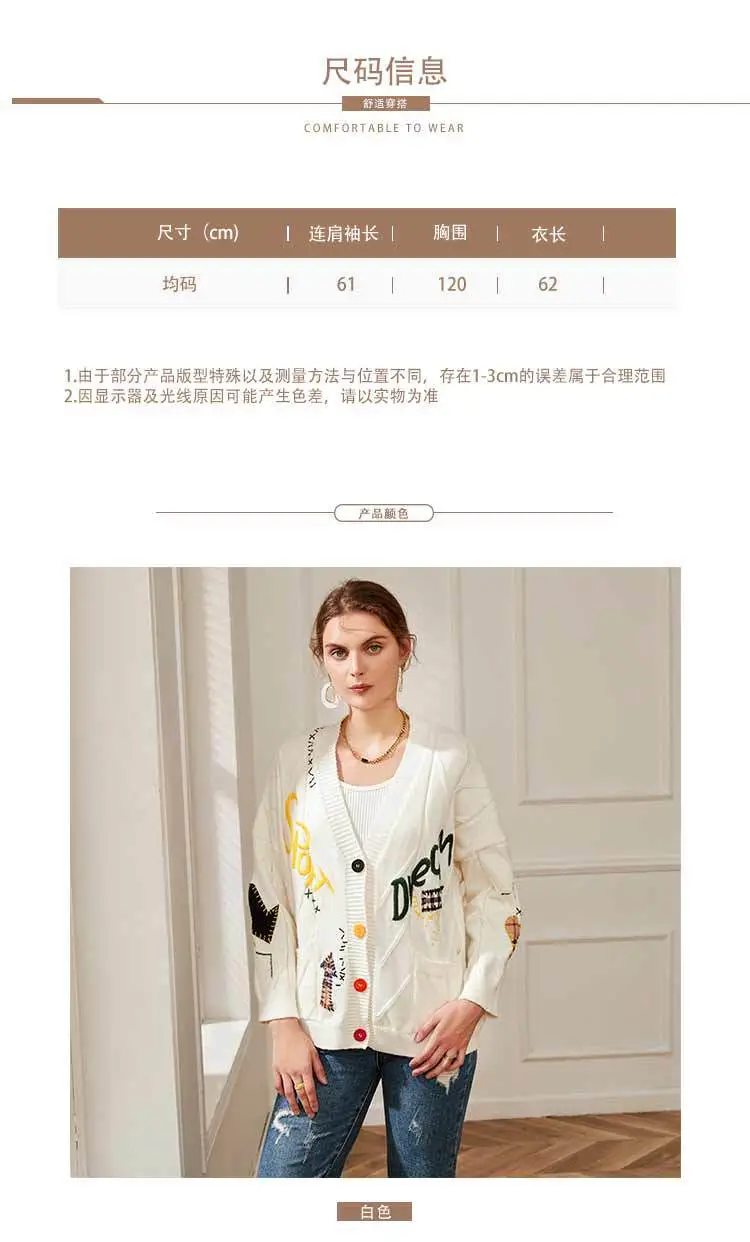 2023 Knitwear Cross-Border Cardigan Jacket White Embroidered — feature 4
