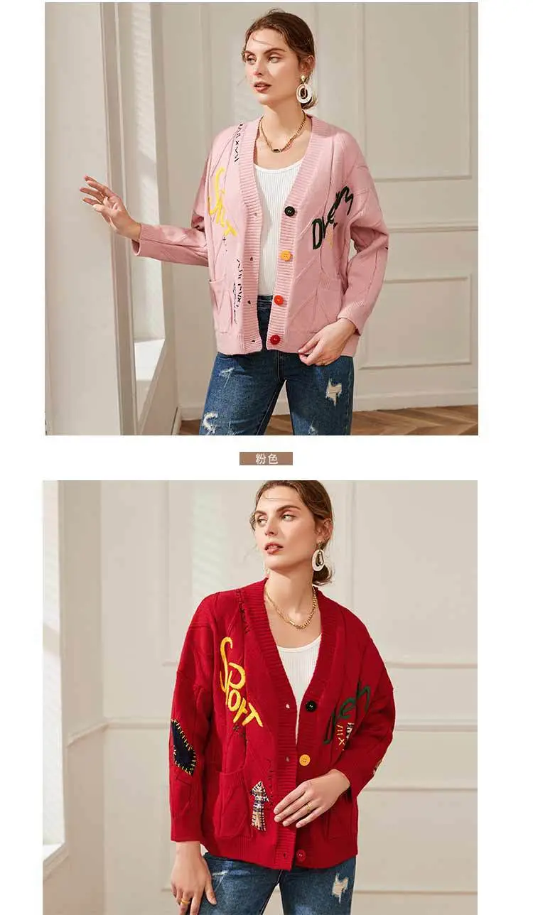 2023 Knitwear Cross-Border Cardigan Jacket White Embroidered — feature 5