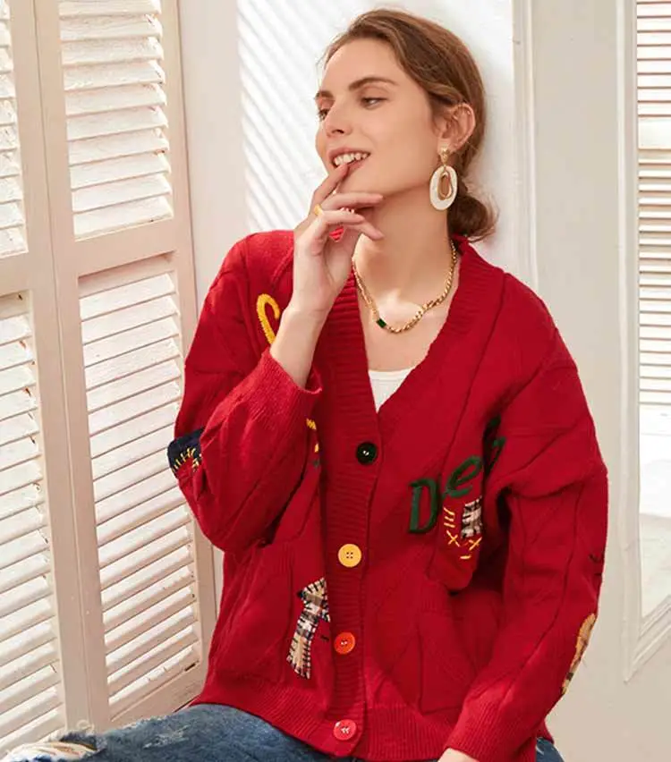 2023 Knitwear Cross-Border Cardigan Jacket White Embroidered — feature 9