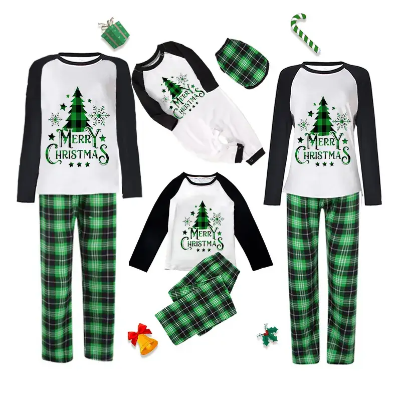 Tianming Christmas Pajamas Plaid Patchwork Set - Image 6