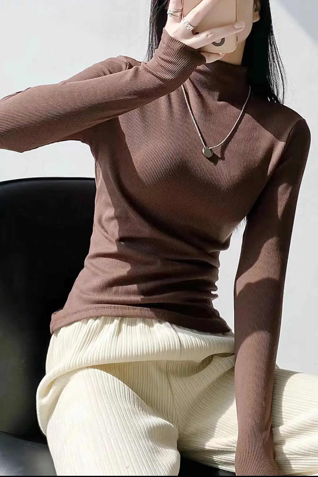 Women's Red Silk Base T-Shirt Plus Size Fleece Lined - Image 10