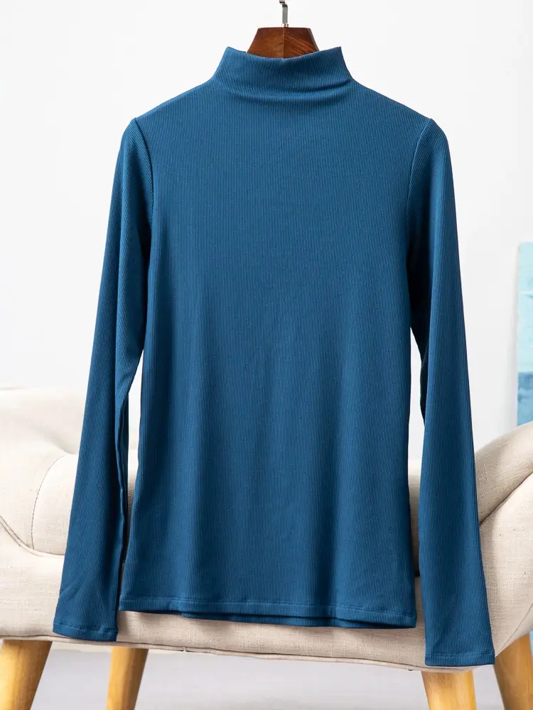 Women's Red Silk Base T-Shirt Plus Size Fleece Lined - Image 11