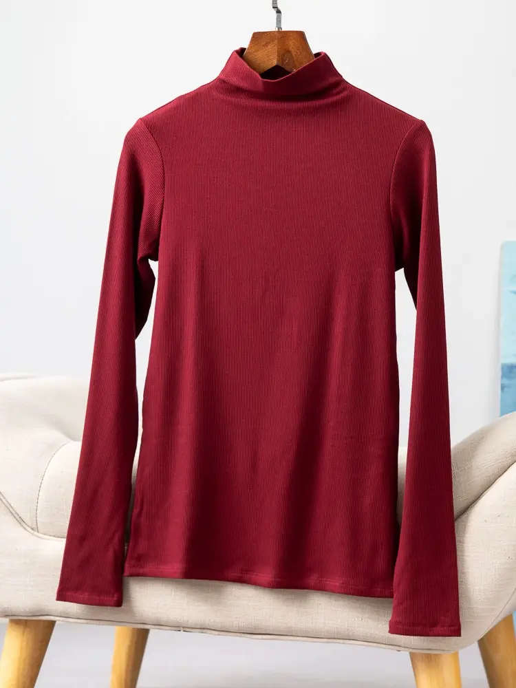 Women's Red Silk Base T-Shirt Plus Size Fleece Lined - Image 12