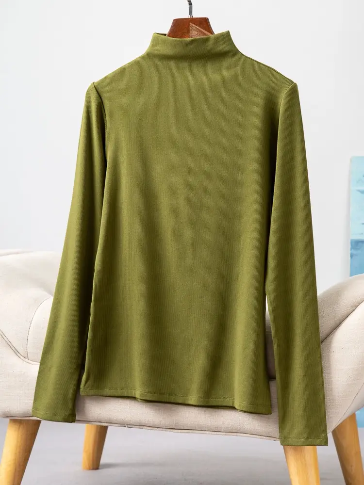 Women's Red Silk Base T-Shirt Plus Size Fleece Lined - Image 13